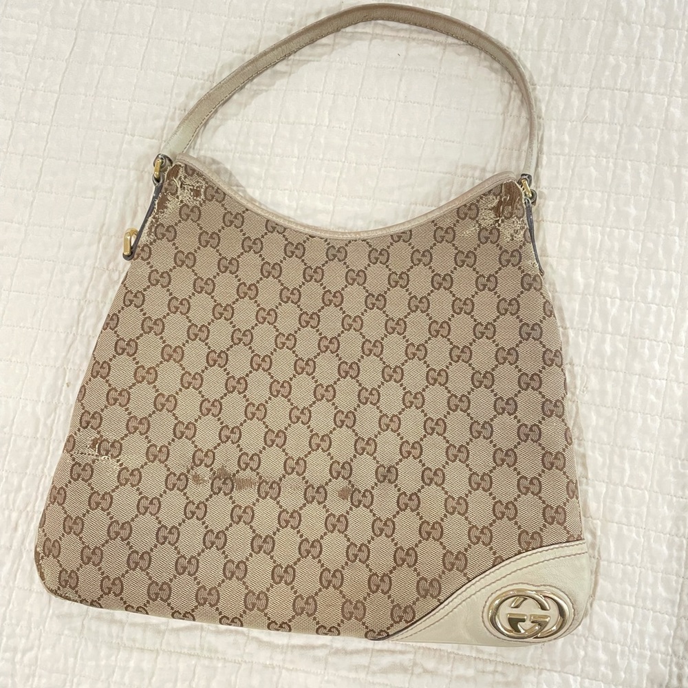 AUTHENTIC CANVAS GUCCI GG BRITT HOBO